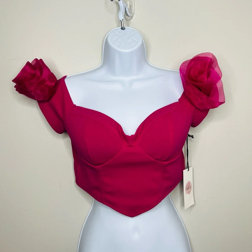 CRYSTAL SKY - NWT - pink, floral, crop top, tank, festival, top. Medium. New! - Picture 1 of 9